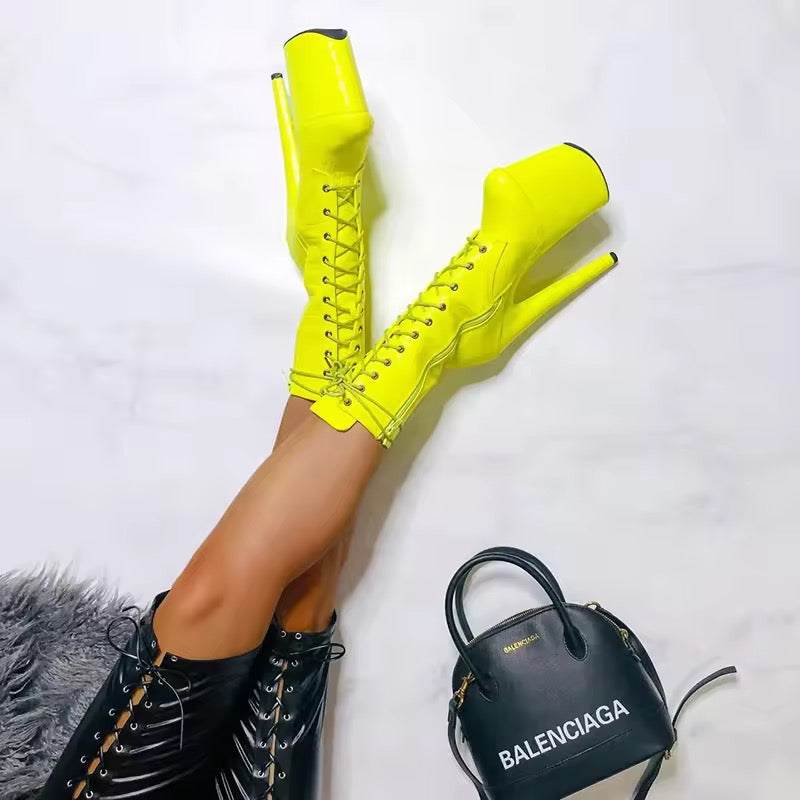 Plataformas amarillo neón botines