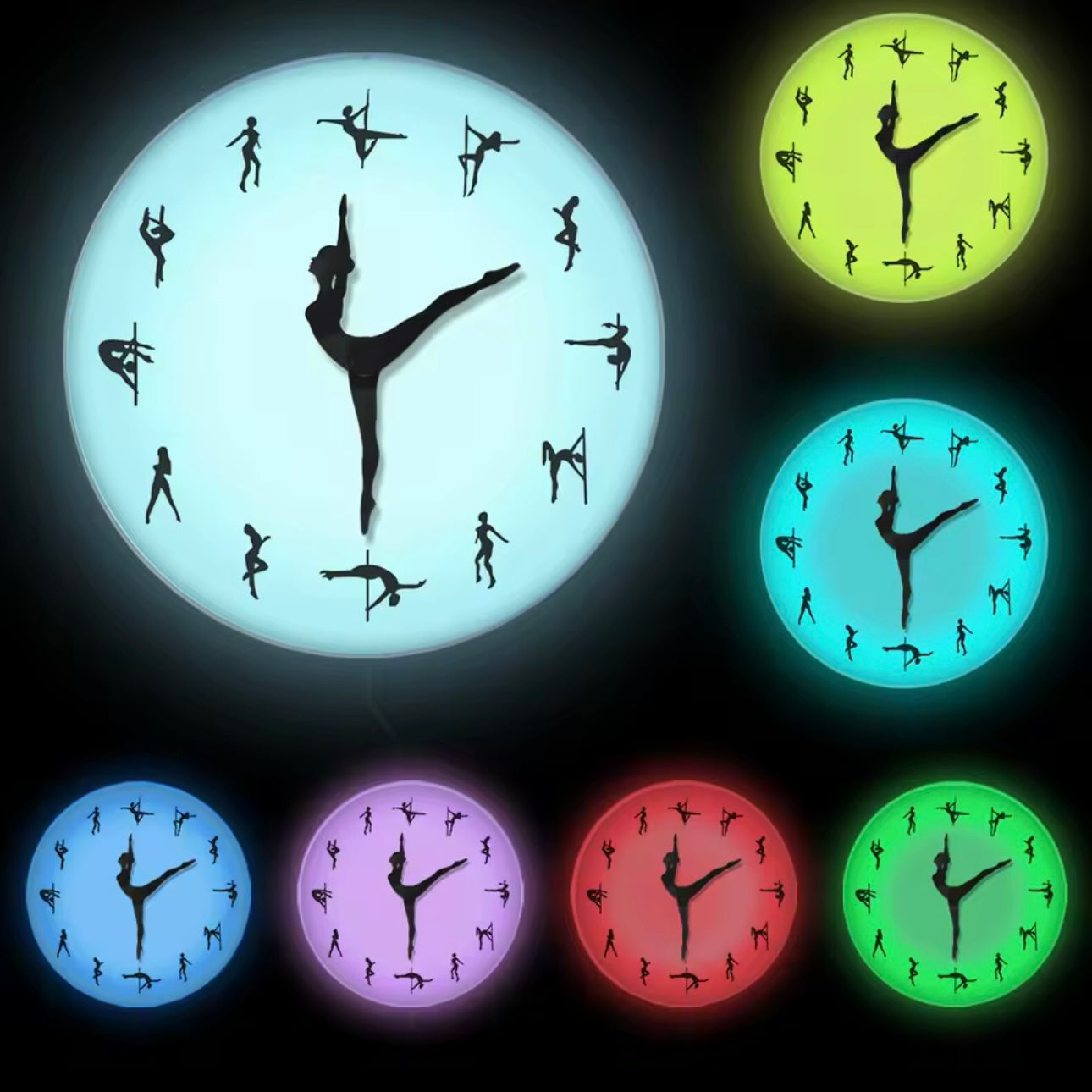 Reloj Pole Dancer de pared de Luz Led con control remoto