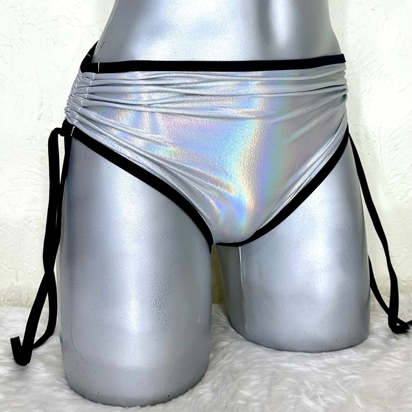 Cachetero jaretas pin-up plata tornasol holograma