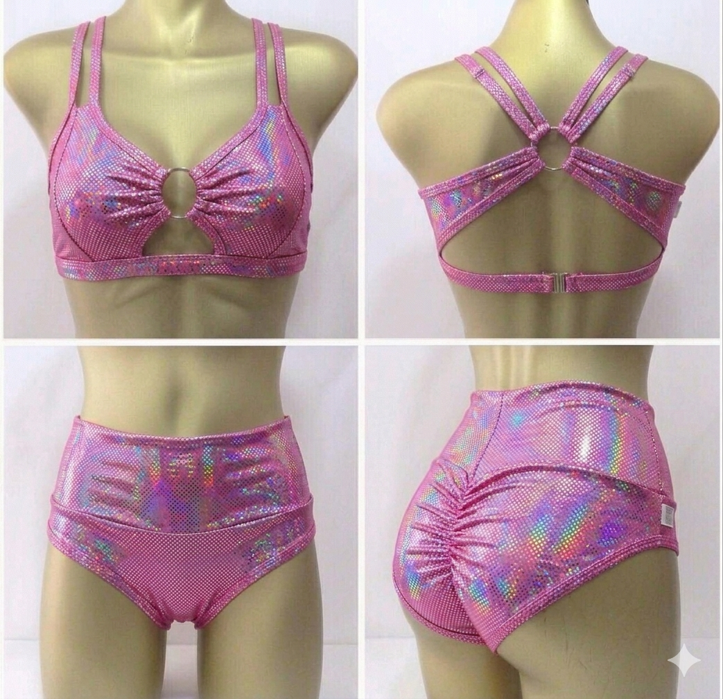 Conjunto “Spin Set” rosa holograma