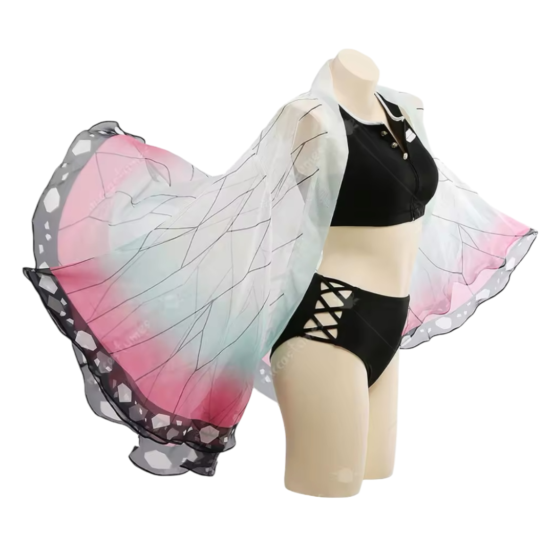 Cosplay shinobu Demon Slayer top, short y capa