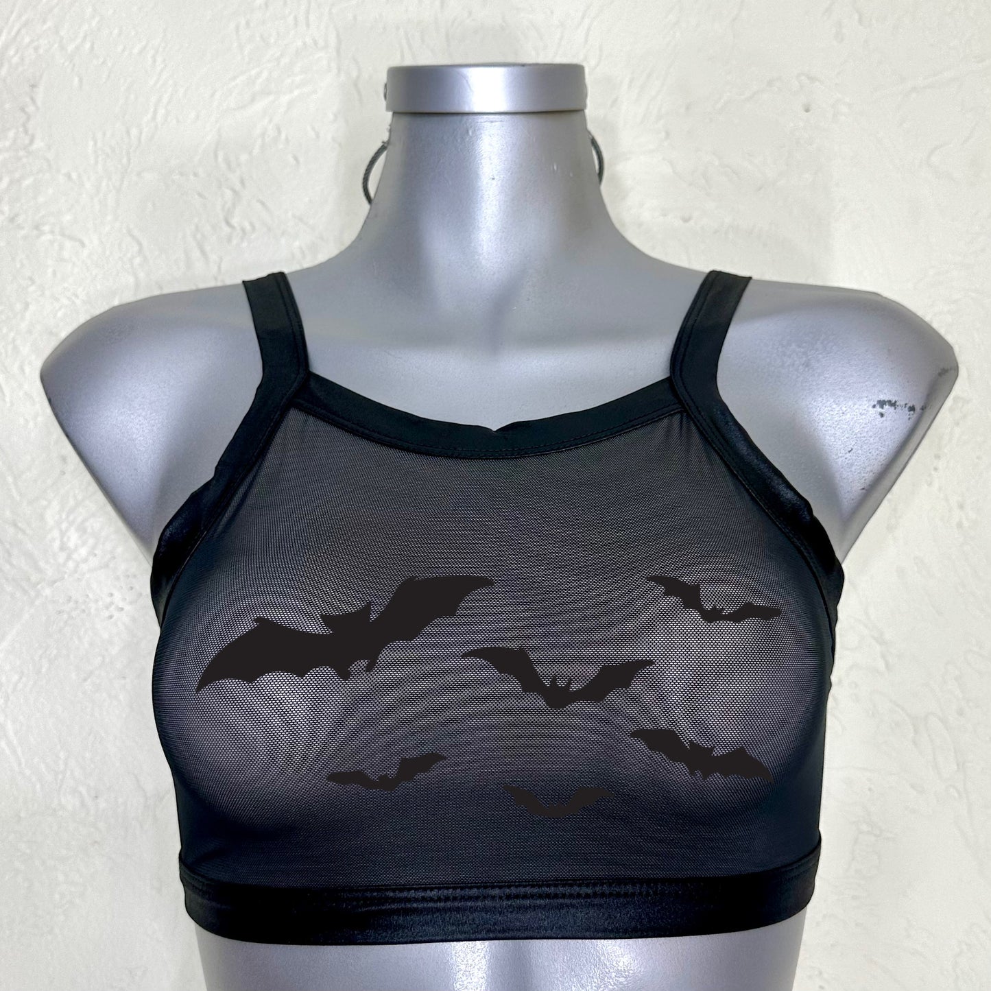 Top transparencia negra tipo vinipiel/negro halloween
