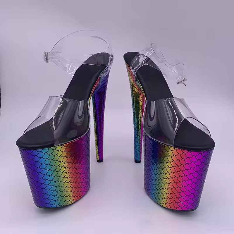 Zapatillas sirena arcoíris 8”
