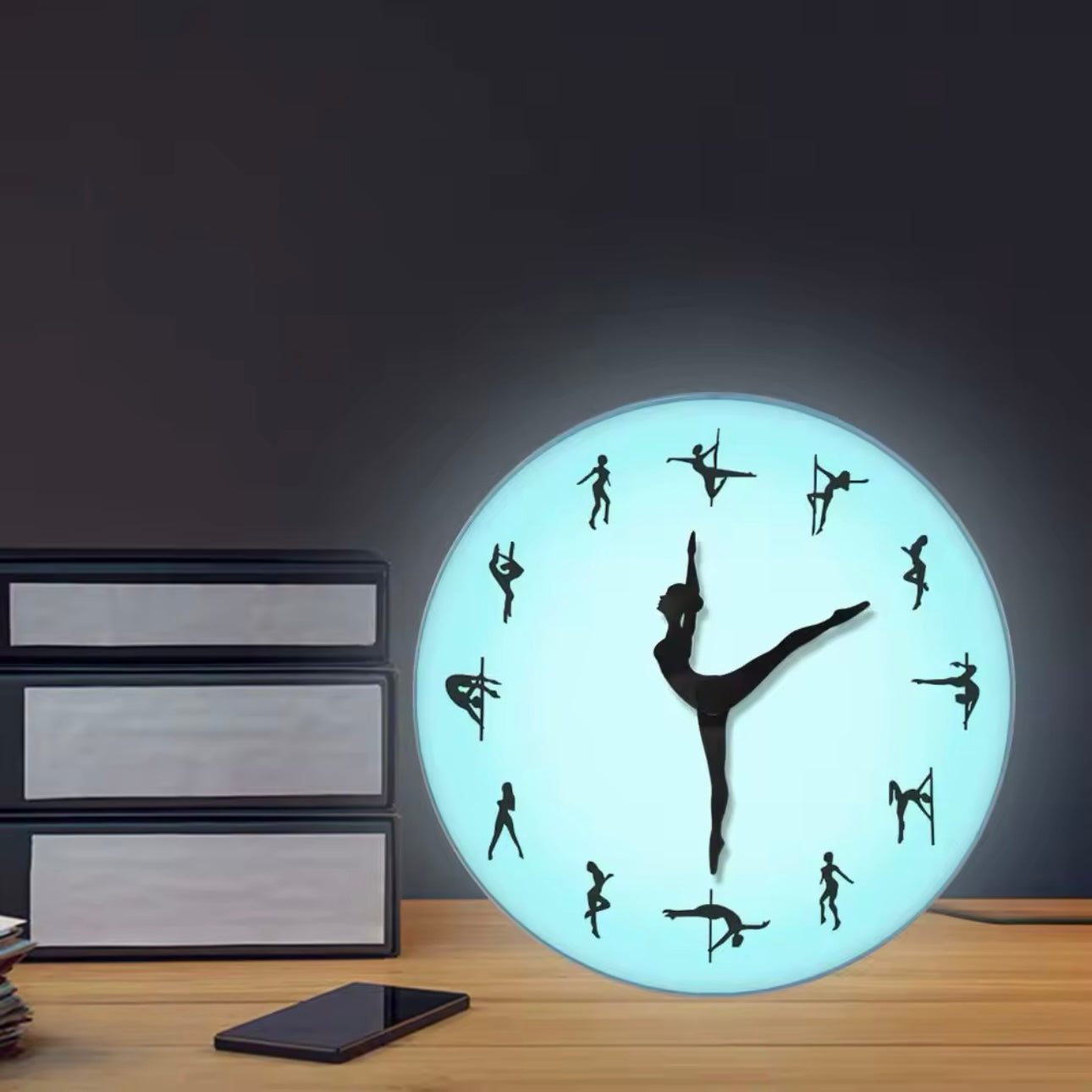 Reloj Pole Dancer de pared de Luz Led con control remoto