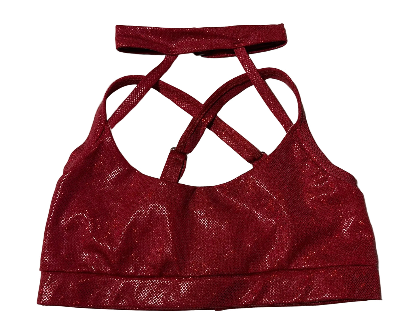 Top rojo holograma halter talla M