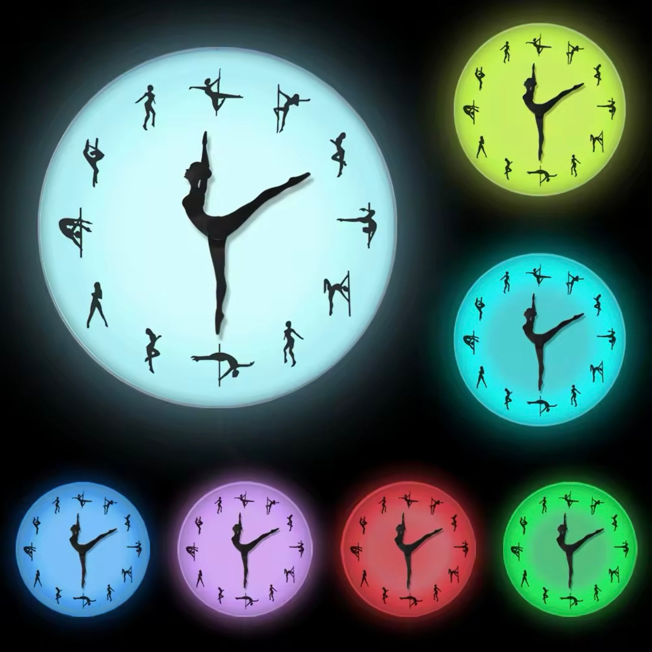 Reloj Pole Dancer de pared de Luz Led con control remoto