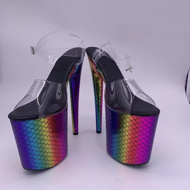 Zapatillas sirena arcoíris 8”