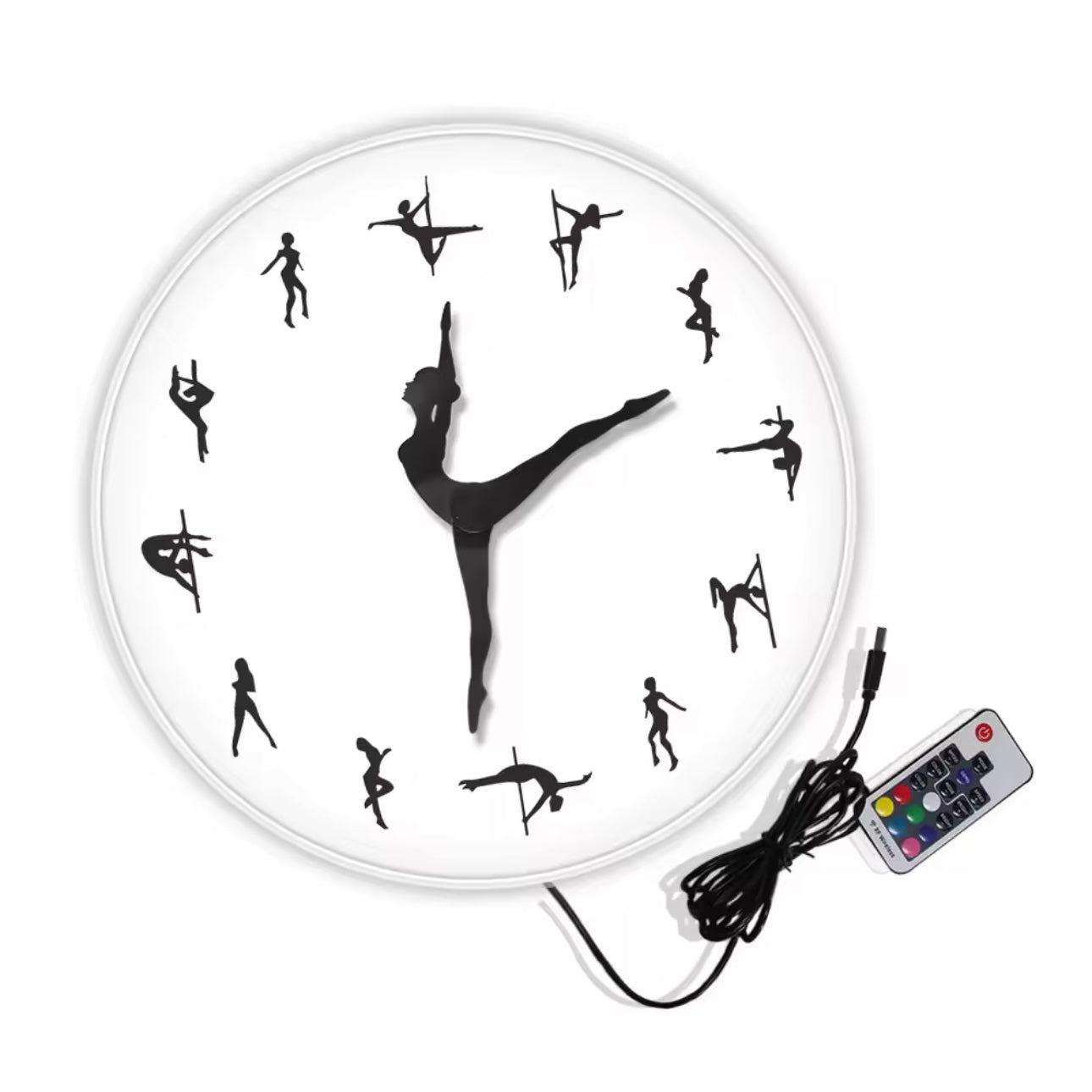 Reloj Pole Dancer de pared de Luz Led con control remoto