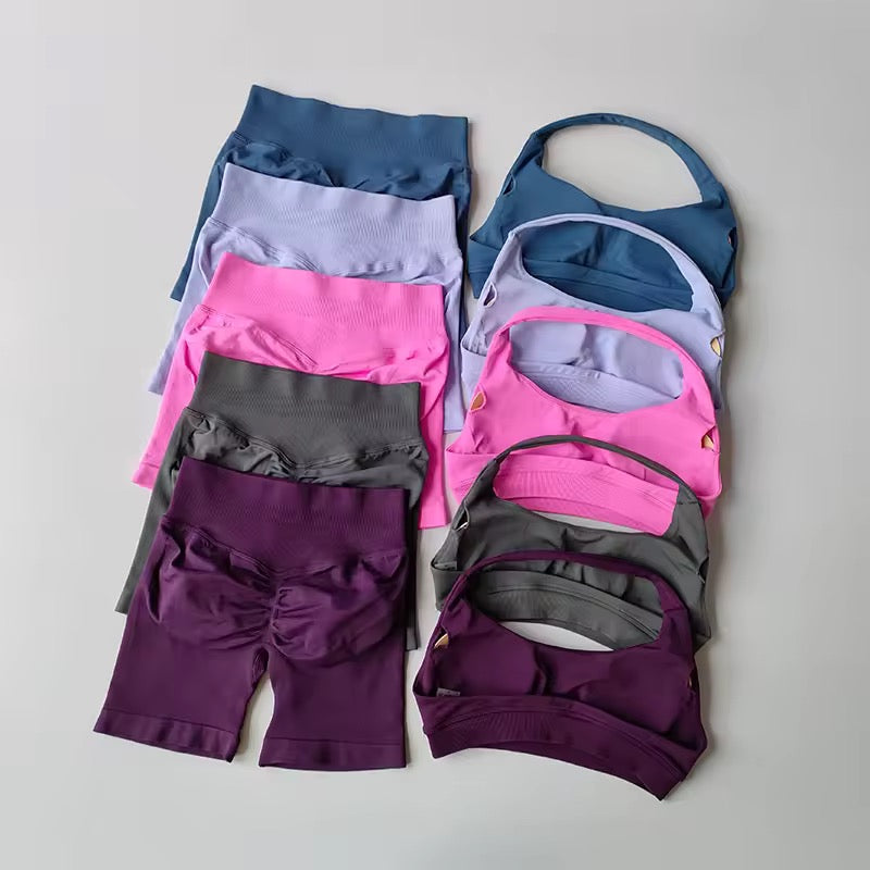 Conjunto top y short sport sin costuras