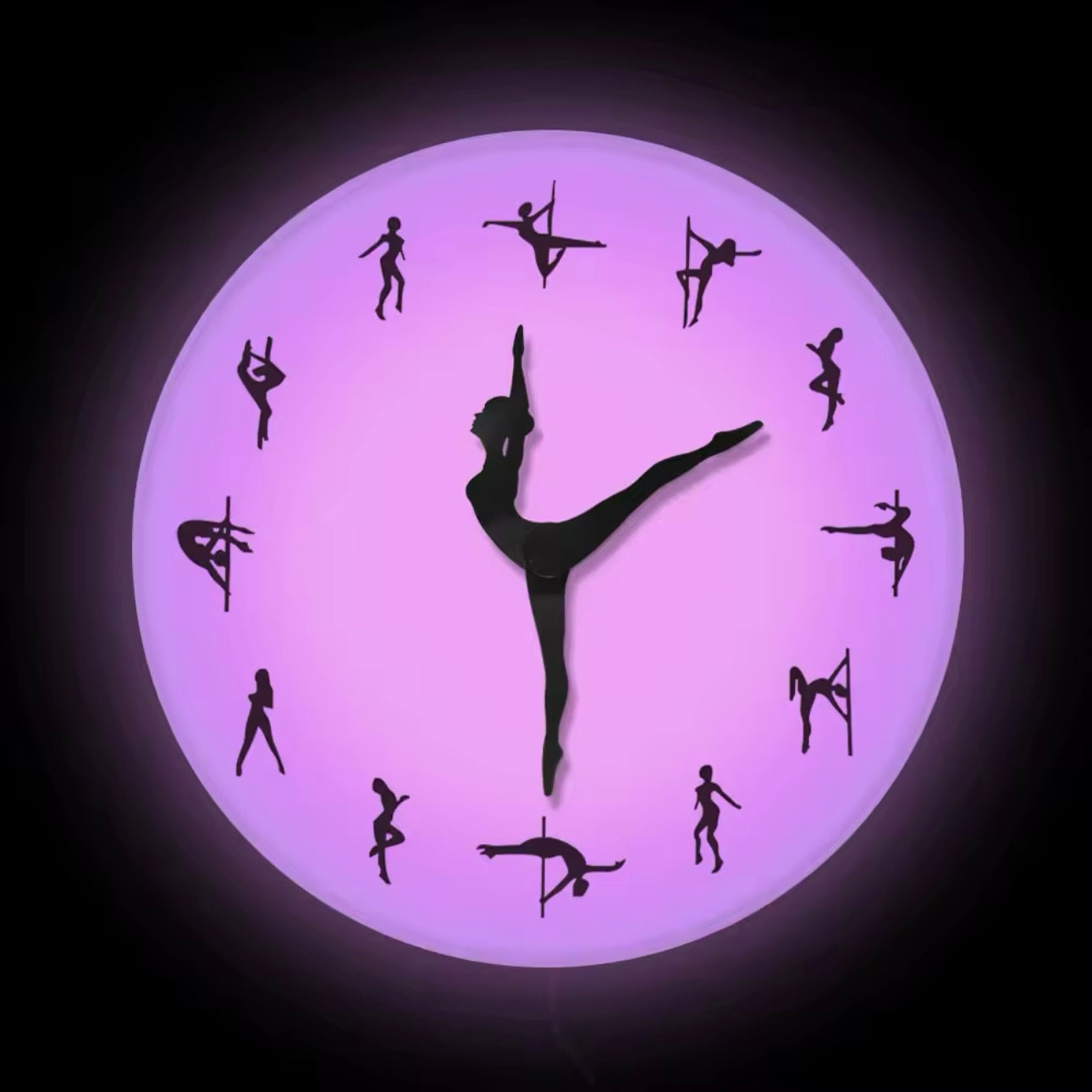 Reloj Pole Dancer de pared de Luz Led con control remoto