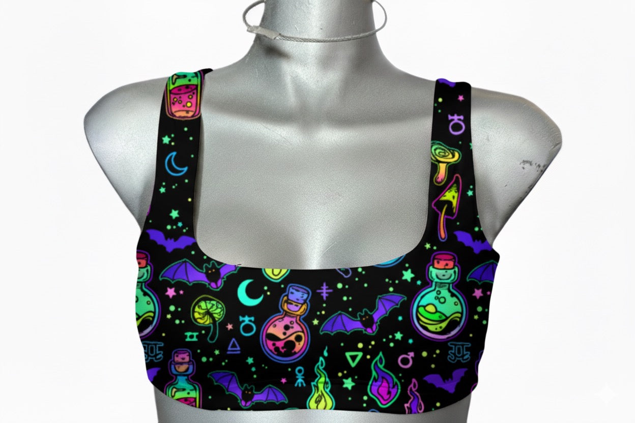 Top recto de soporte extra estampado neón pócimas 🔮🧿