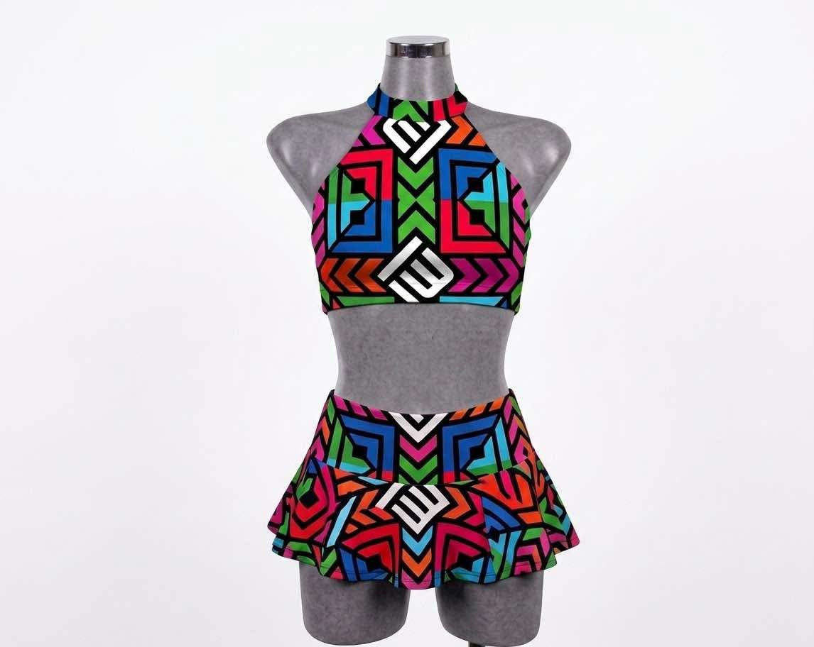 Conjunto faldita halter mexica
