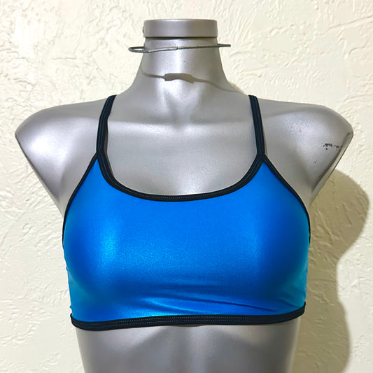 Top jazmin azul/negro tipo vinipiel