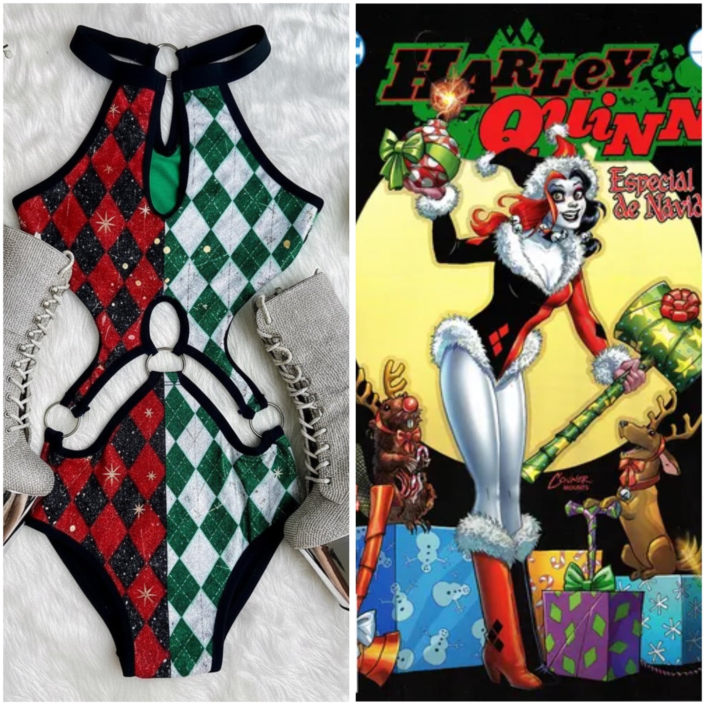 Body aros argollas Harley Queen Navideño