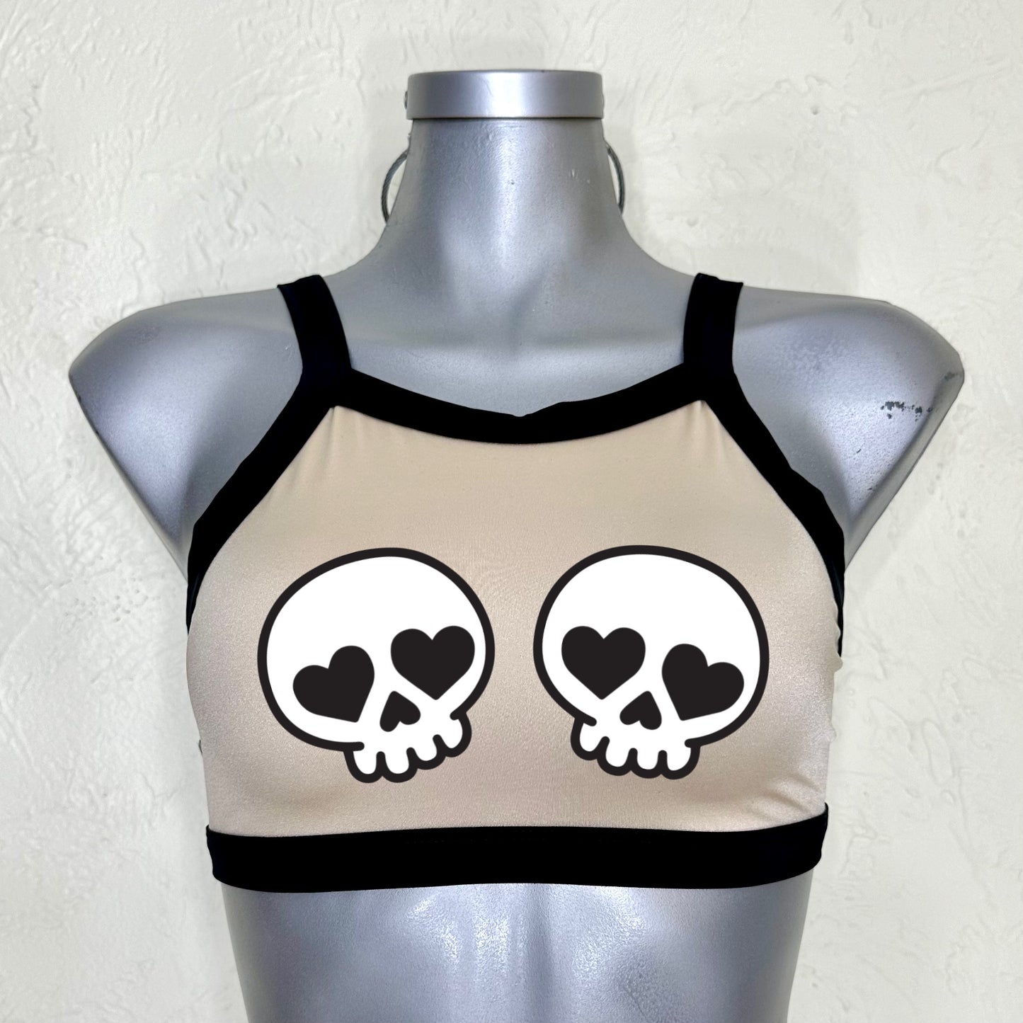 Top transparencia negra/nude halloween