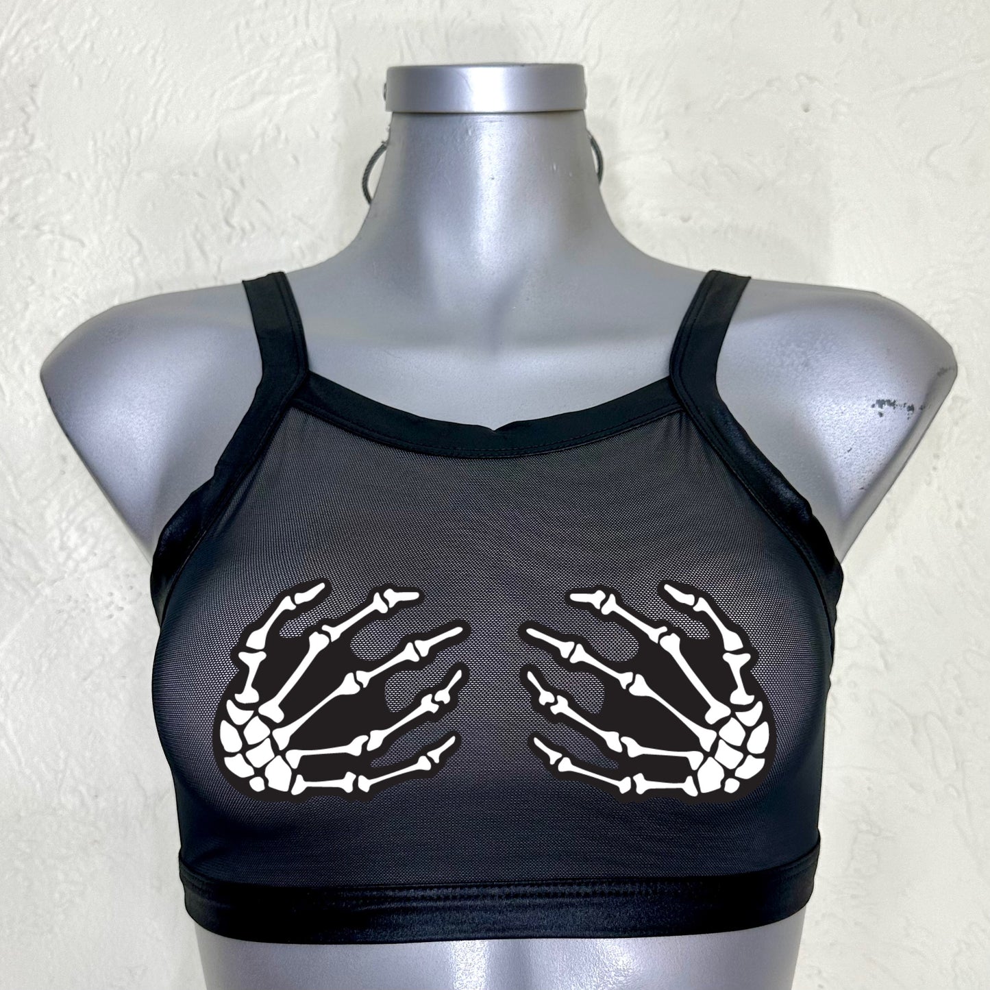 Top transparencia negra tipo vinipiel/negro halloween