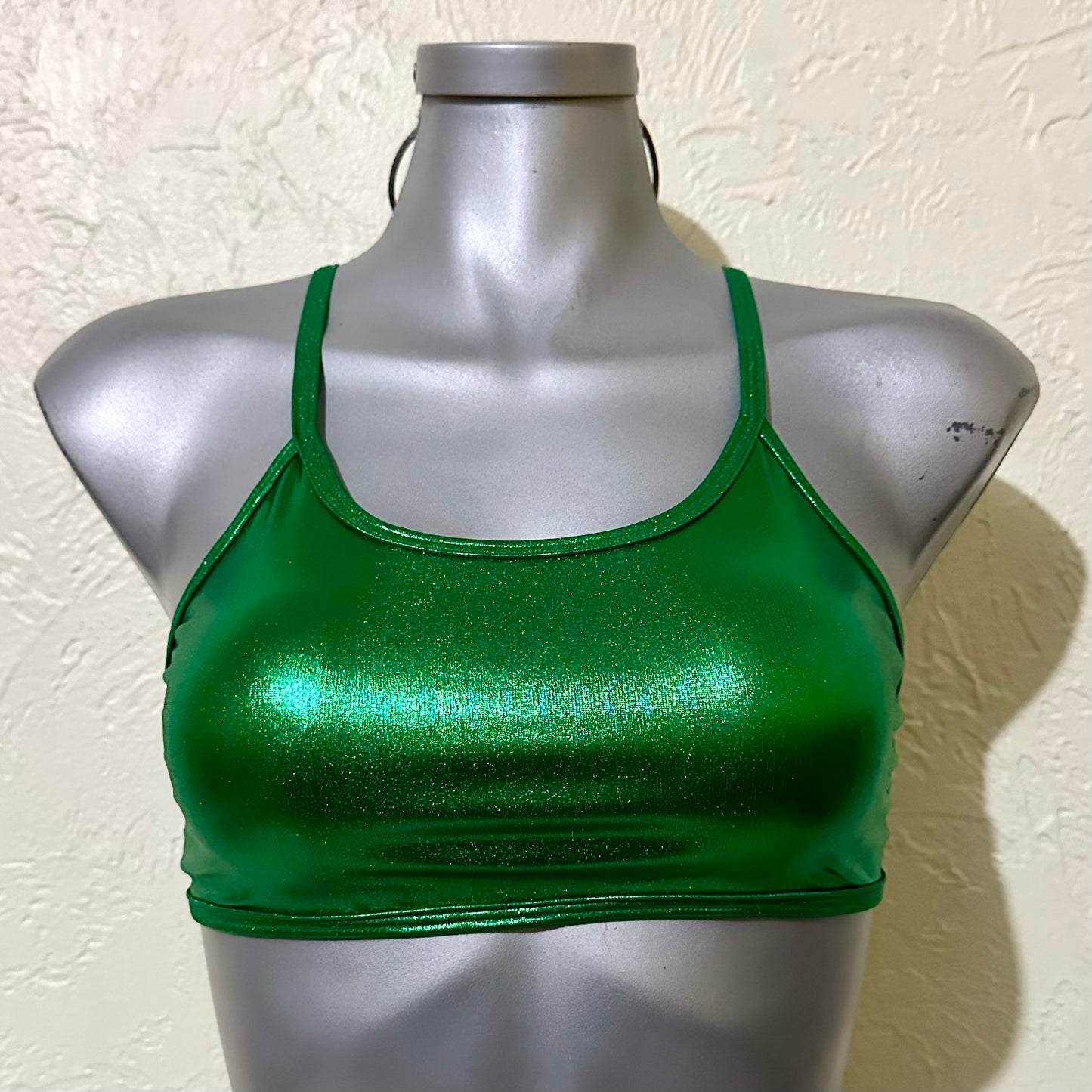 Top jazmin verde metallico