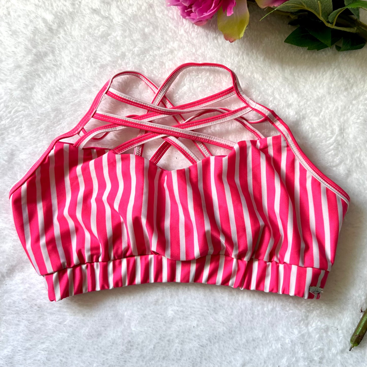 Top rosa/blanco lineas