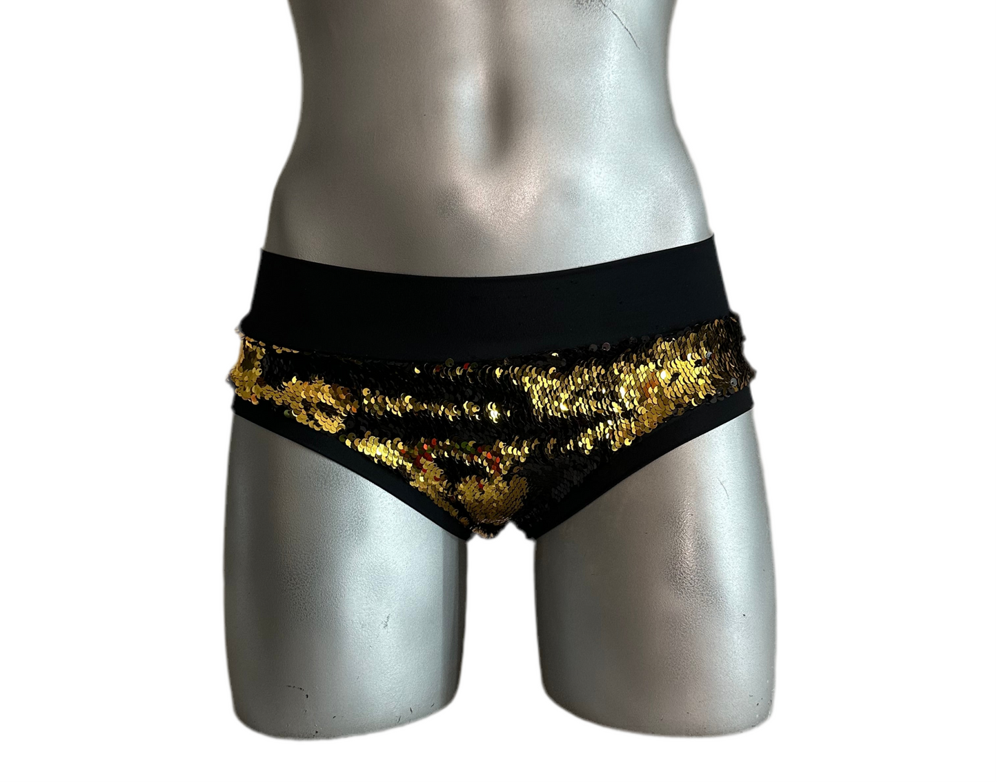 LOL SPORT cachetero lentejuela reversible dorado negro CH