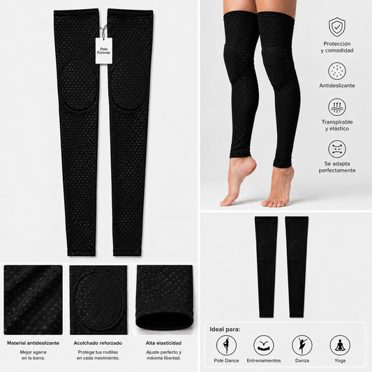 Calentadores con grip premium con rodilleras integradas negros