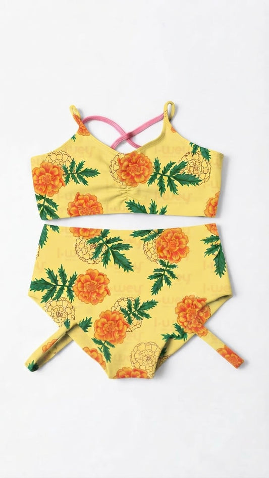 Conjunto Entrelazo cempasúchil amarillo