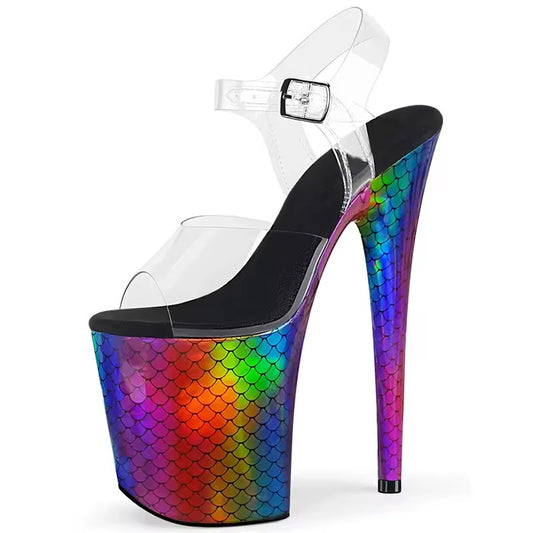 Zapatillas sirena arcoíris 8”