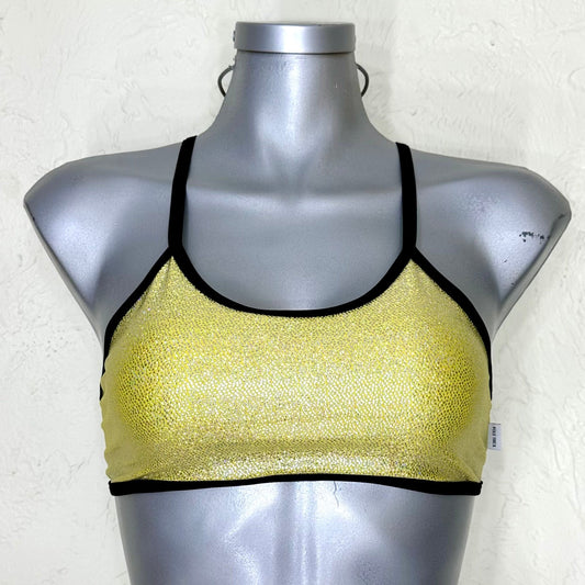 Top jazmin amarillo/plata liso holograma