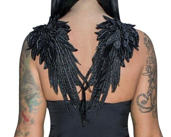 Body transparencia con alas de angel negras