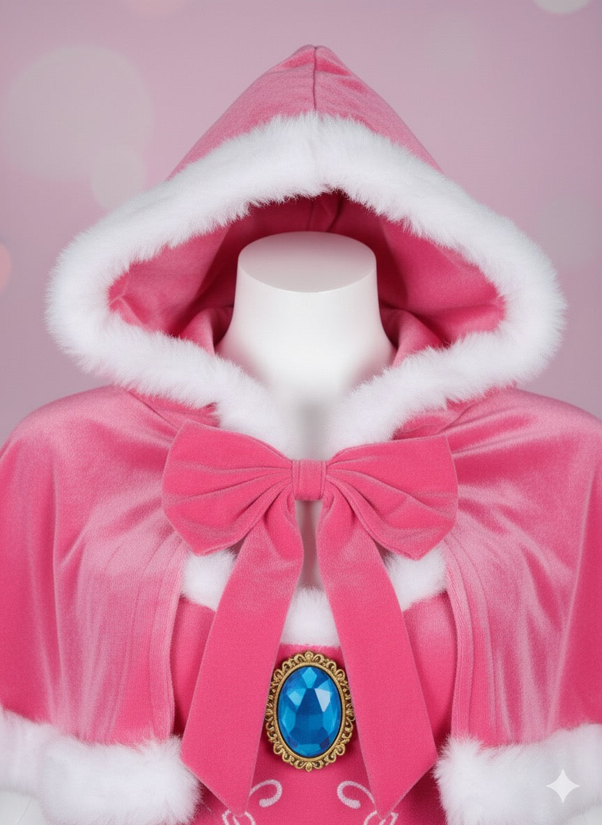 Conjunto princesa peach navideño con calentadores y capucha 👑 🎄