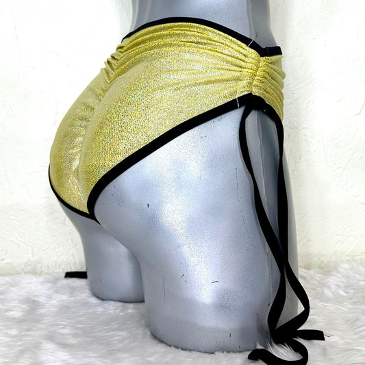 Cachetero jaretas pin-up amarillo/plata holograma