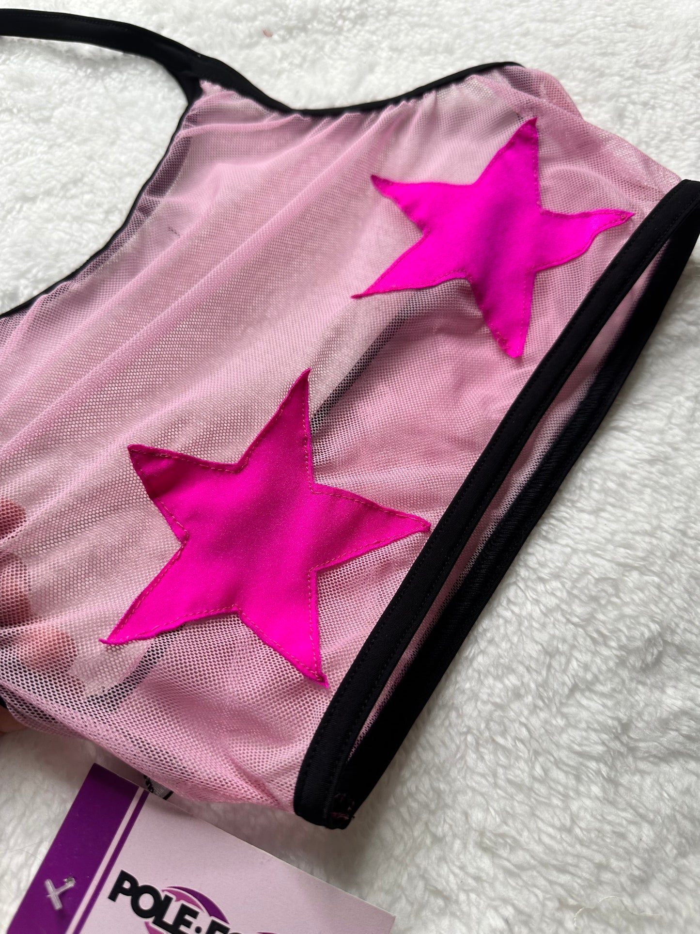 Top Halter de Malla con Estrellas – Pole Dance, Fitness, Twerk y Swimwear ✨⭐ rosa/rosa neón