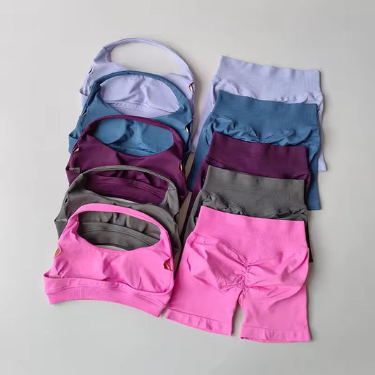 Conjunto top y short sport sin costuras