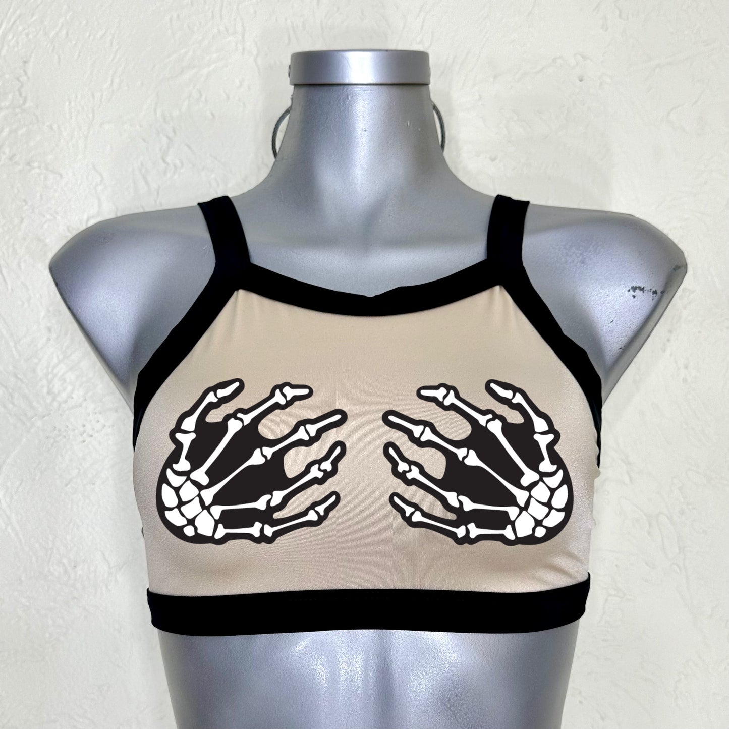 Top transparencia negra/nude halloween
