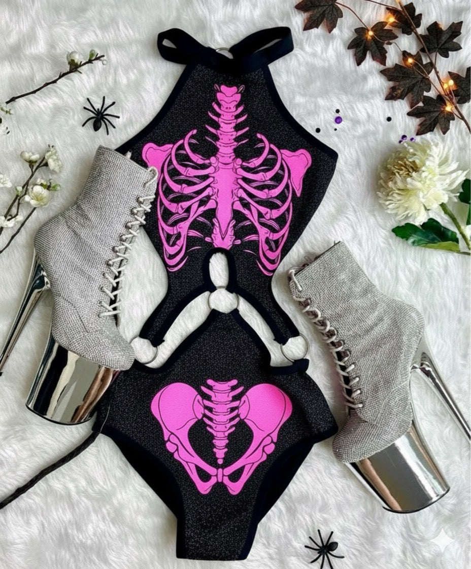 Body Aros Argolla calavera rosa