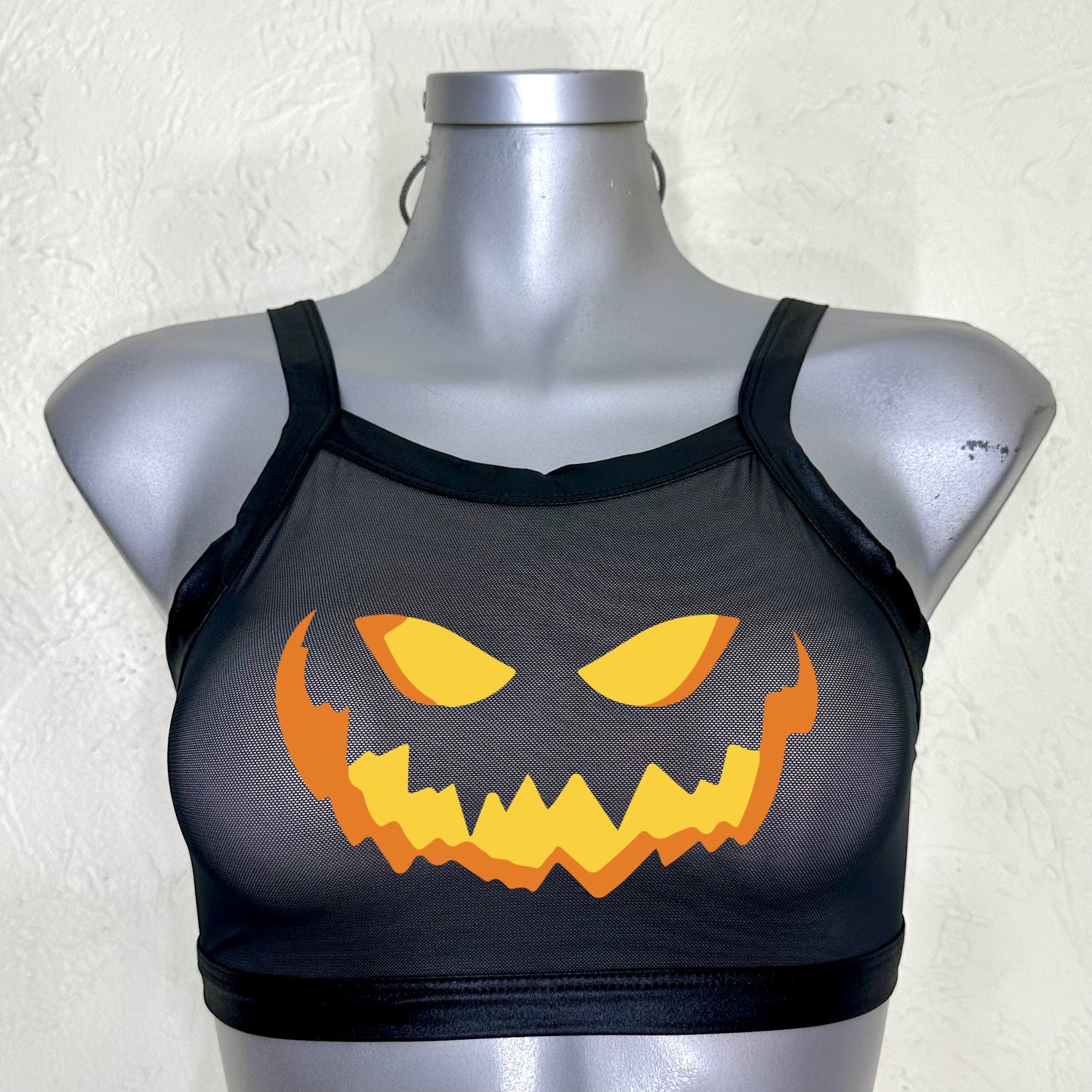 Top transparencia negra tipo vinipiel/negro halloween