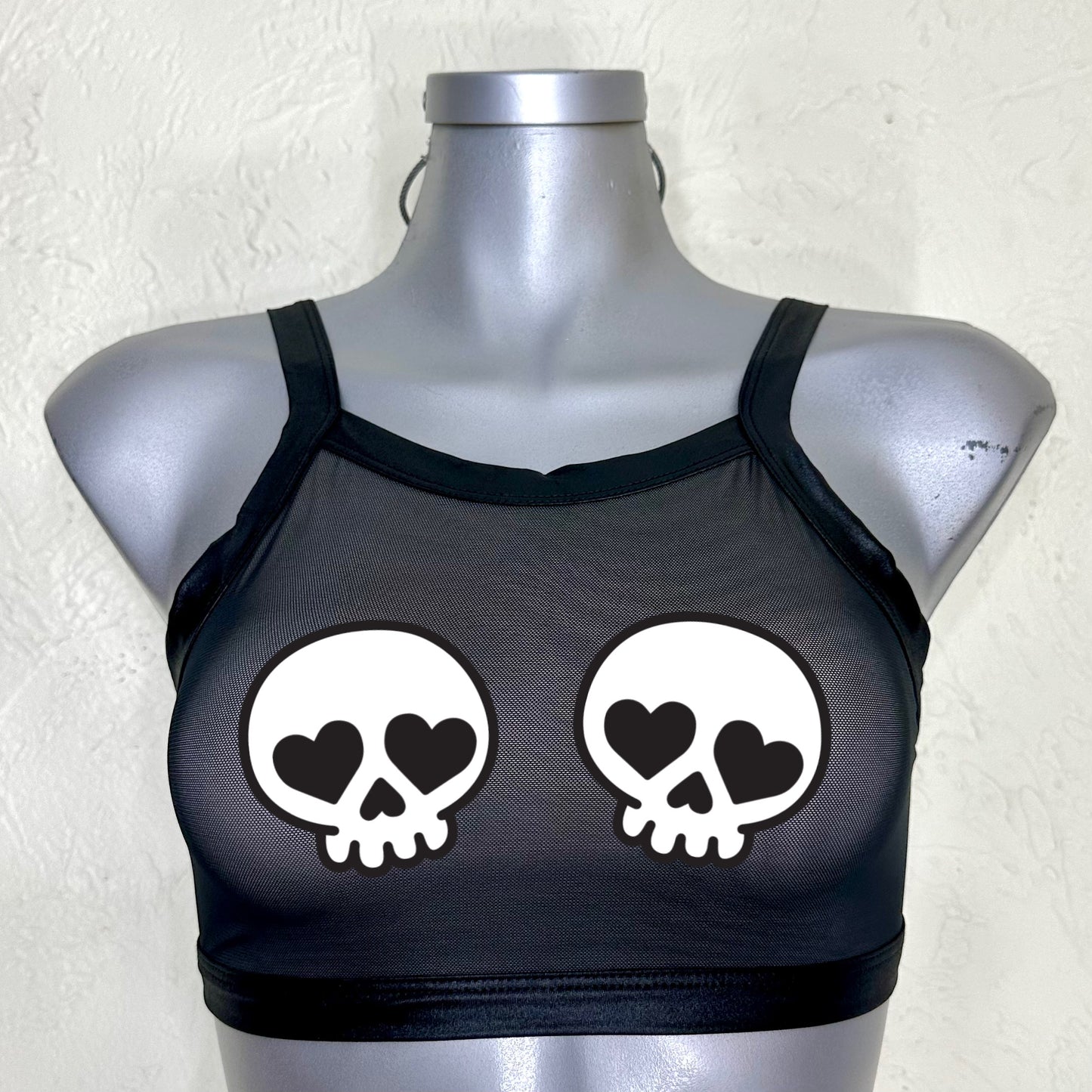 Top transparencia negra tipo vinipiel/negro halloween