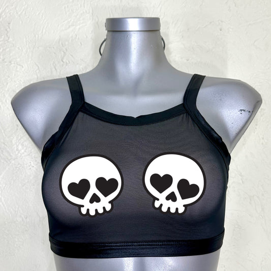 Top transparencia negra tipo vinipiel/negro halloween