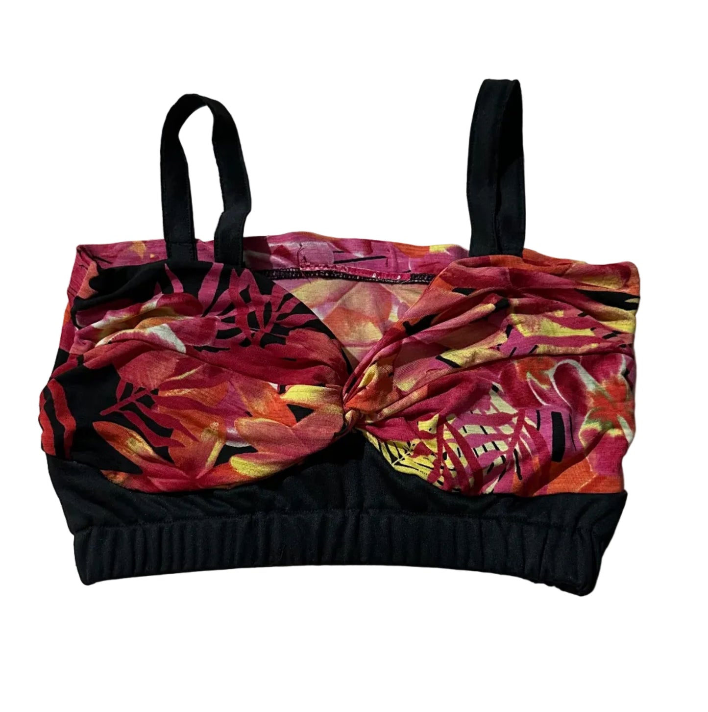 Top negro/naranja flores ch/m