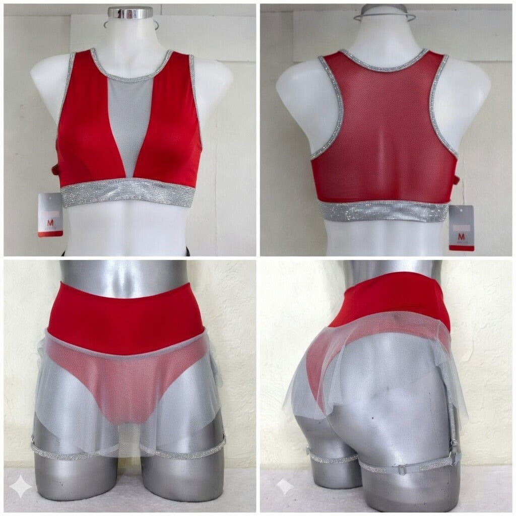 Conjunto Aero-Flow Mesh plata/rojo