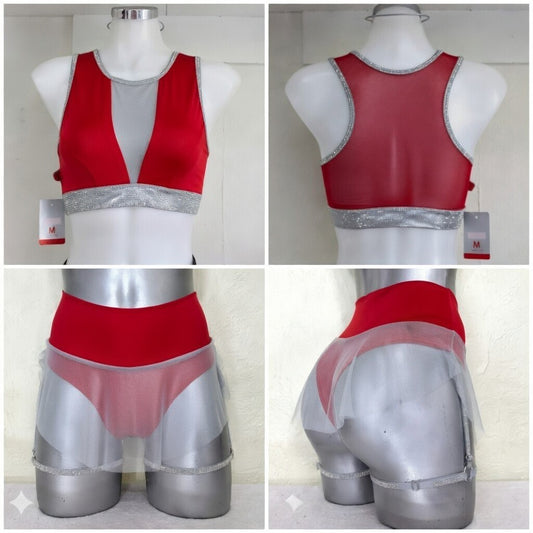 Conjunto Aero-Flow Mesh plata/rojo