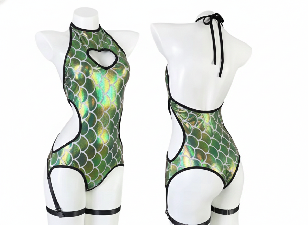 Body 🖤 “Corazón Rebelde” 🖤 sirena verde tornasol