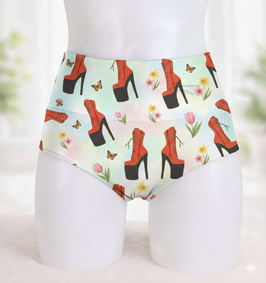 Cachetero botas rojas flores