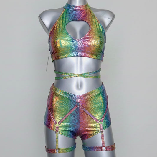 Conjunto corazón holograma colores