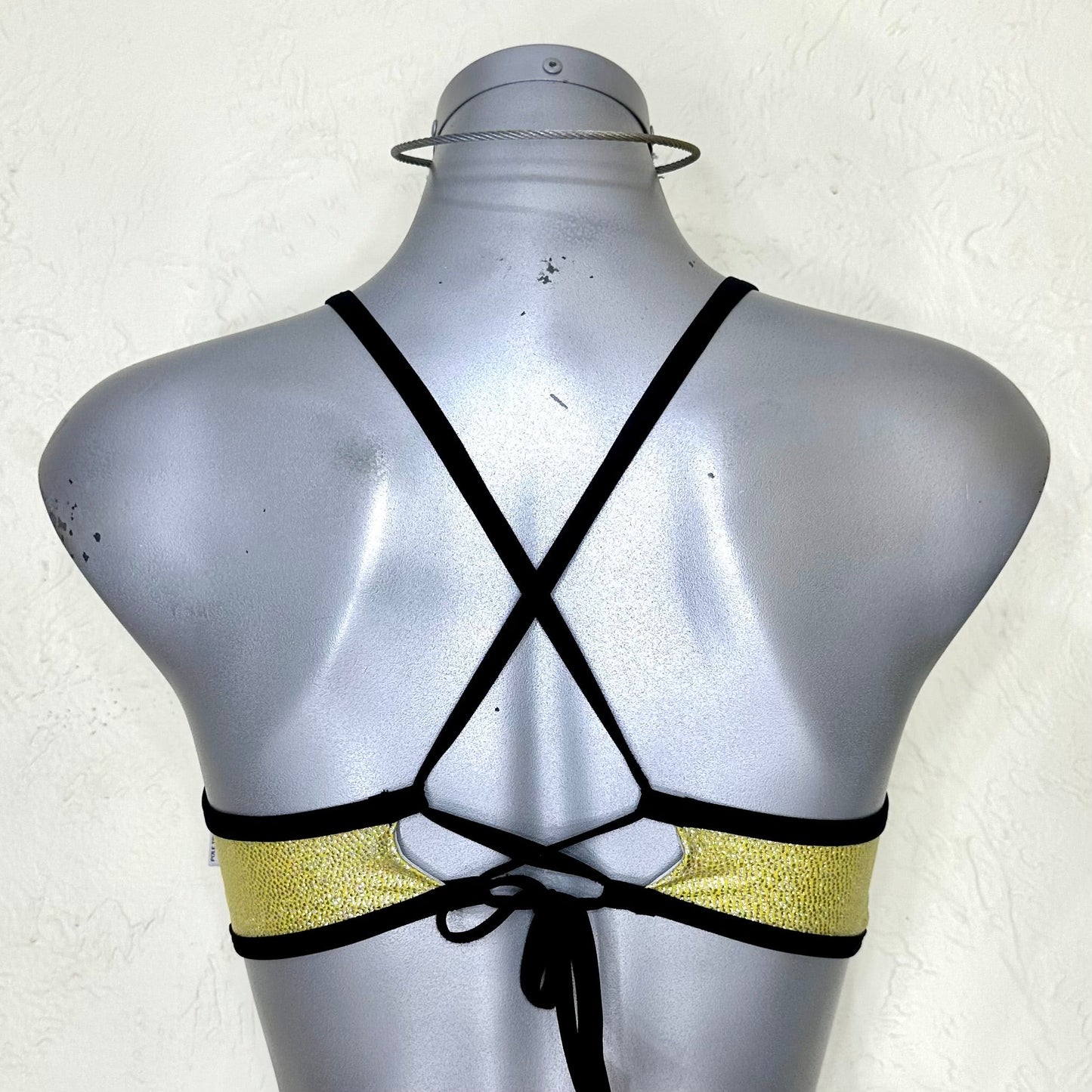 Top jazmin amarillo/plata liso holograma