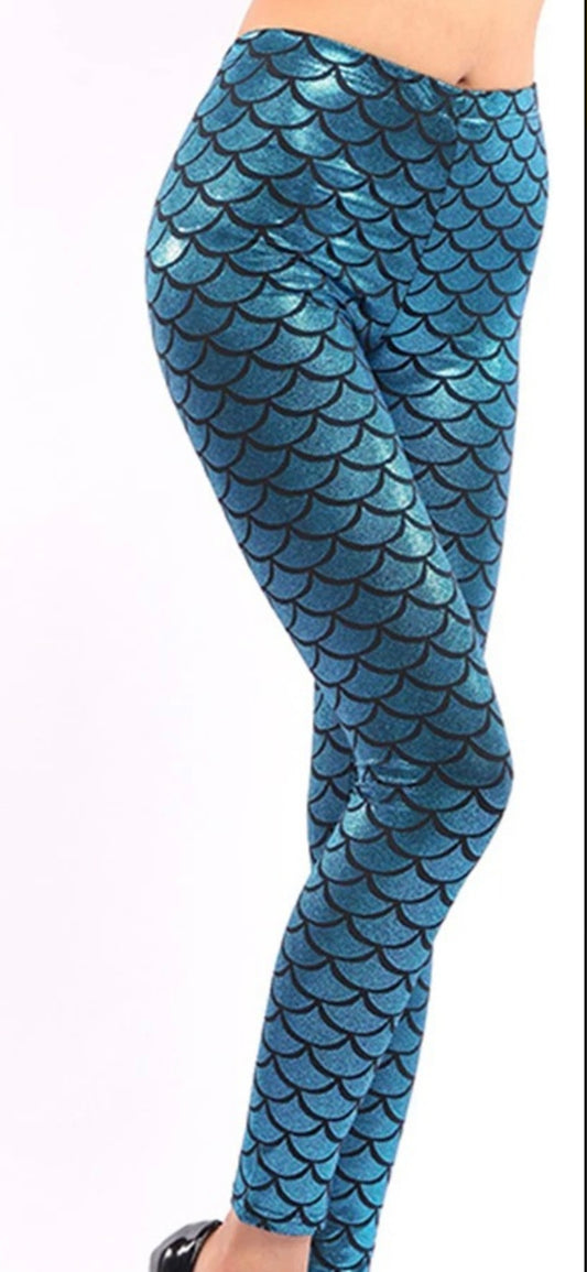 Únicas piezas Leggings sirena azul