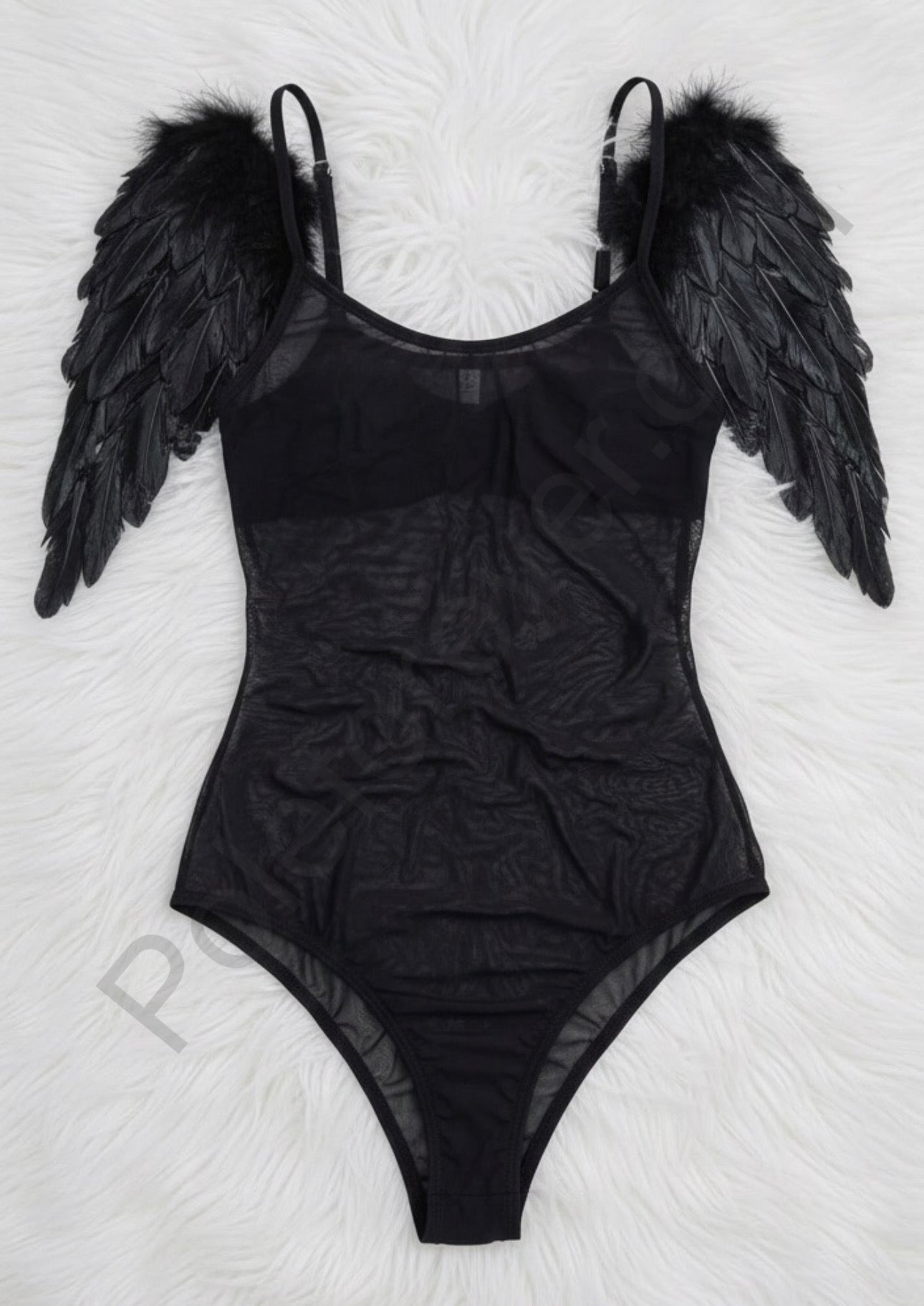 Body transparencia con alas de angel negras