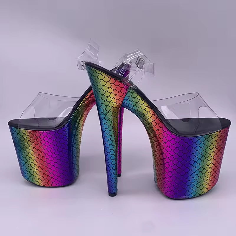 Zapatillas sirena arcoíris 8”