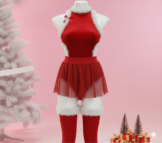 Conjunto santa 🧑‍🎄 con faldita mesh