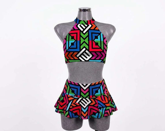 Conjunto faldita halter mexica